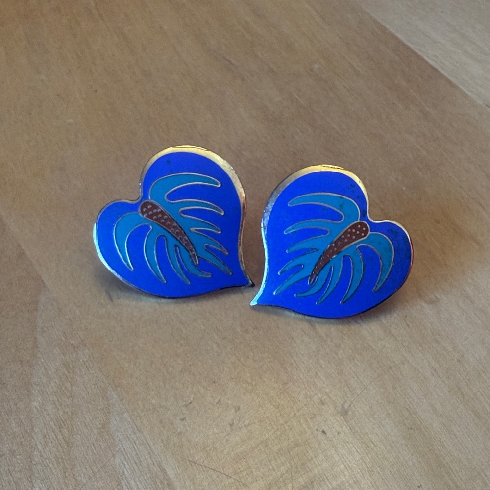 Laurel Burch Blue Anthurium Earrings.